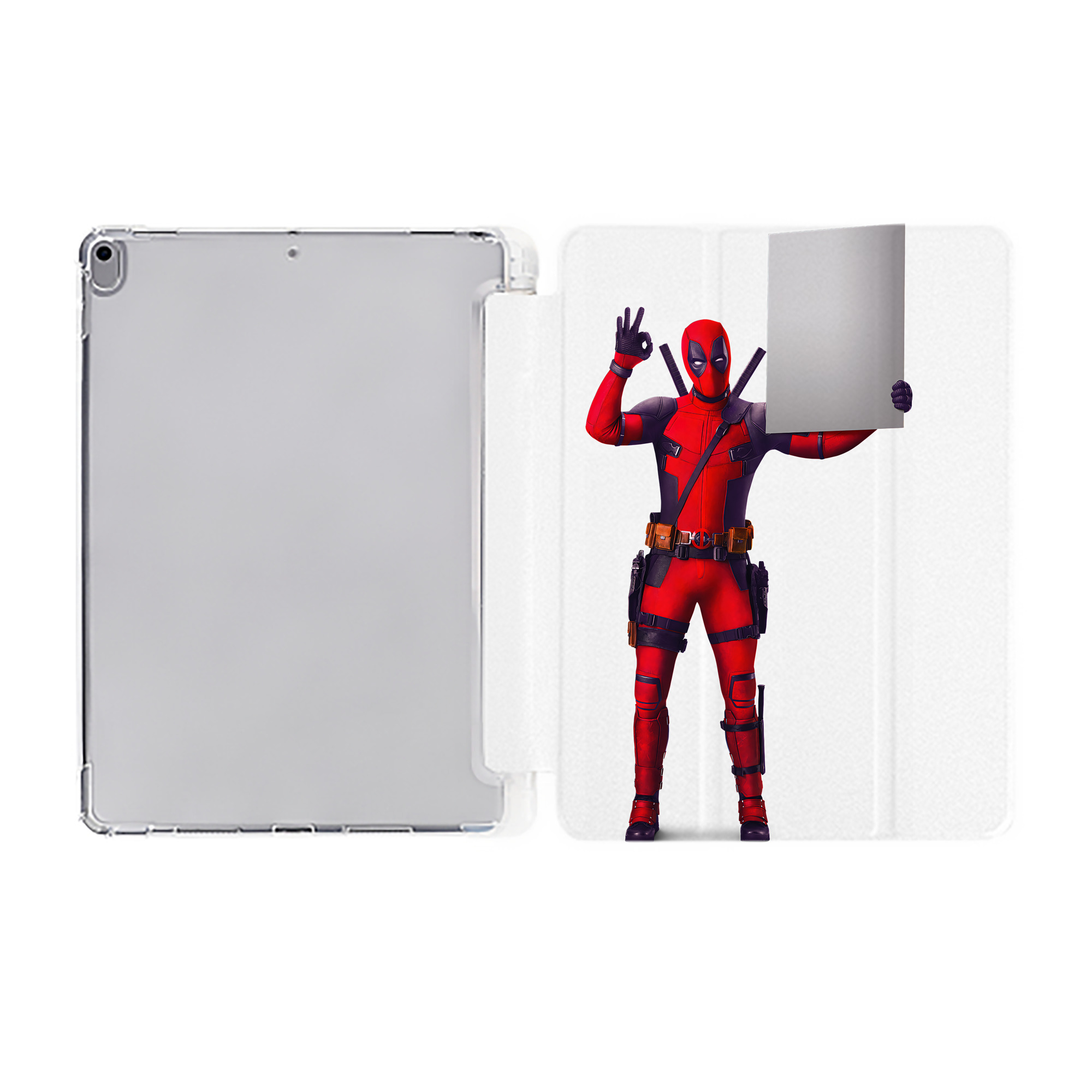 （画像用） Deadpool デッドプール IPad ケース ペン収納付き 三つ折りスタンド PUレザー×シリコン 対応機種9.5/10.5/10.9インチ